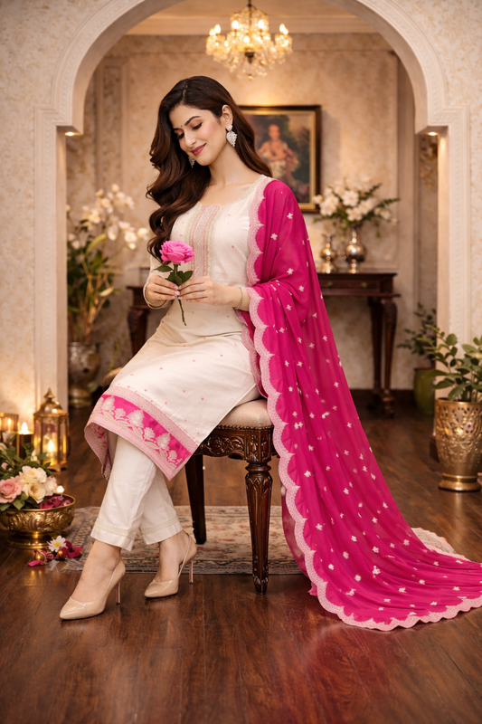 Embroidered Dupatta Suit with Pant