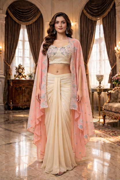 Embroidered Indo Shrug with Cowl