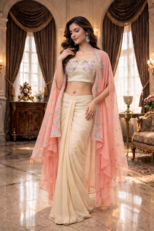 Embroidered Indo Shrug with Cowl