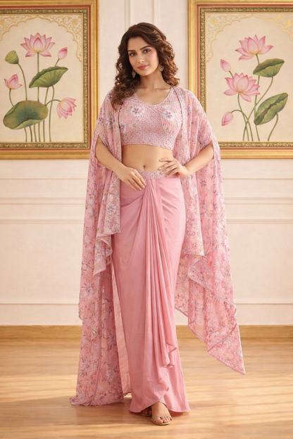 Beads Indo Top with Shrug & Cowl Set