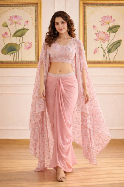 Beads Indo Top with Shrug & Cowl Set
