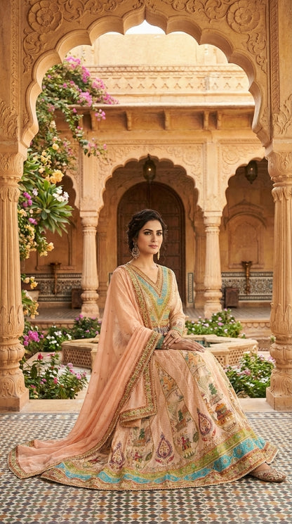 Beautiful Printed Anarkali Paired With Dupatta