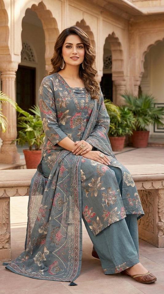 Printed Anarkali With Dupatta